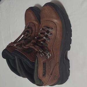 TIMBERLAND ACT LEATHER OUTDOOR HIKING TRAIL BROWN LACE UP ANKLE BOOTS 6.5 M